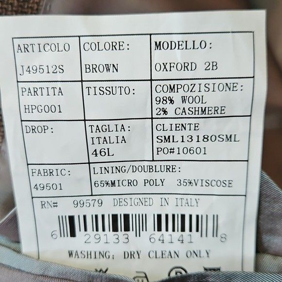 Men's Classic Brown Tweed Wool/Cashmere Blazer Size 46L - Picture 8 of 10